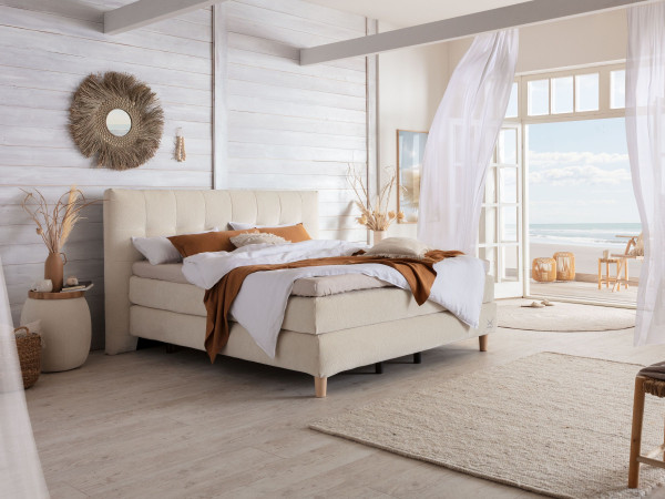 Boxspringbett SANSIBAR VINTERDAL in beige aus Stoff
