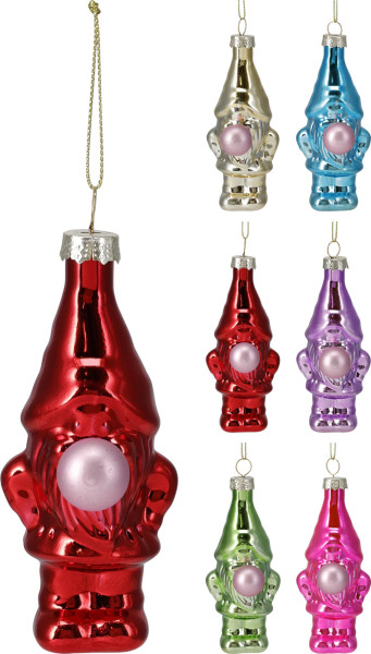 Weihnachtskugel GNOM in mehrfarbig aus Glas