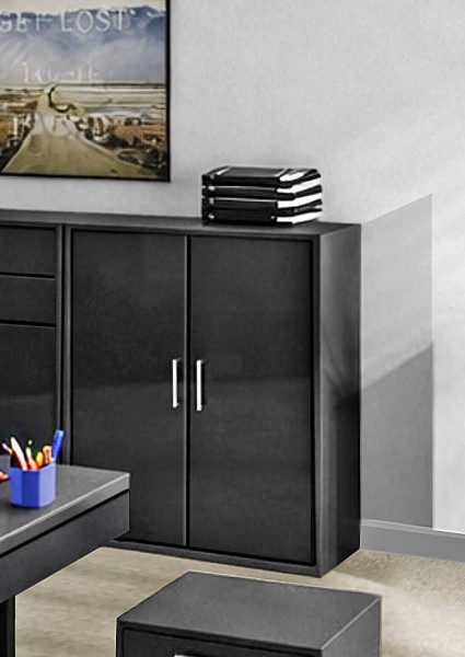 Kommode vito VARY in anthrazit aus Glas/Dekor