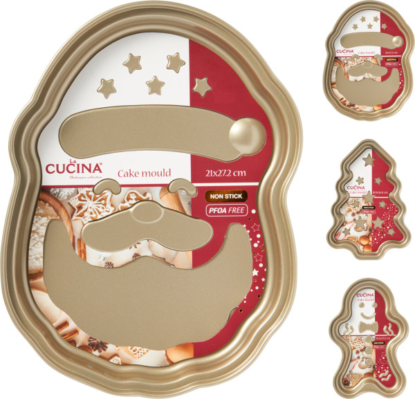 Kuchenform XMAS in goldfarben aus Stahl