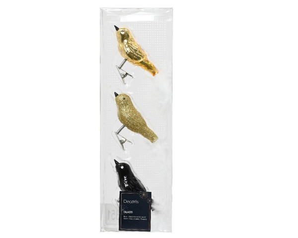 Weihnachtskugel-Box Vogel in goldfarben aus Glas