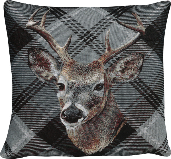 Kissenhülle CHECK DEER in beige aus Mischgewebe