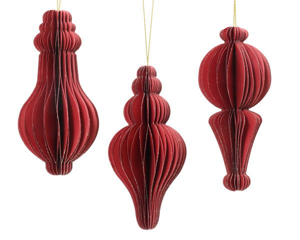 Christbaumschmuck Hänger ORNAMENT in rot aus Papier