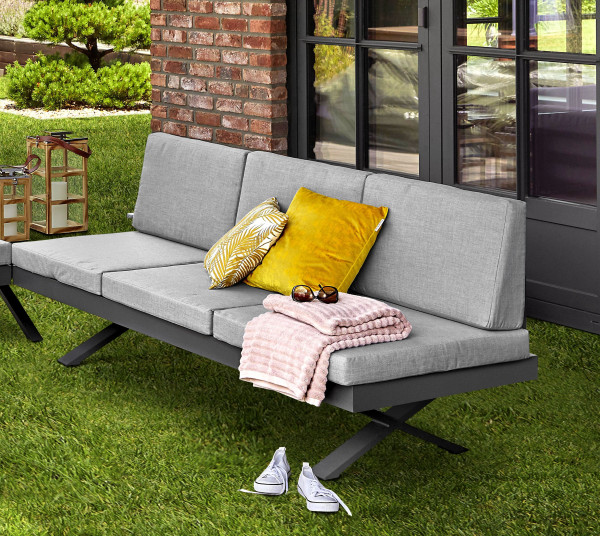 Gartensofa RIEKE rechts in grau aus Aluminium