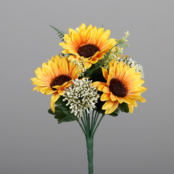 Kunstblume Sonnenblumenzweig in gelb aus Kunststoff
