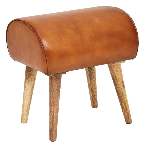 Hocker in braun aus Leder