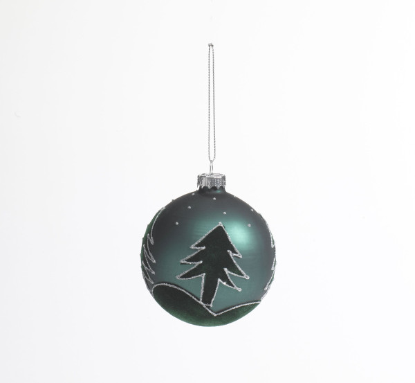 Weihnachtskugel TANNE in grün aus Glas