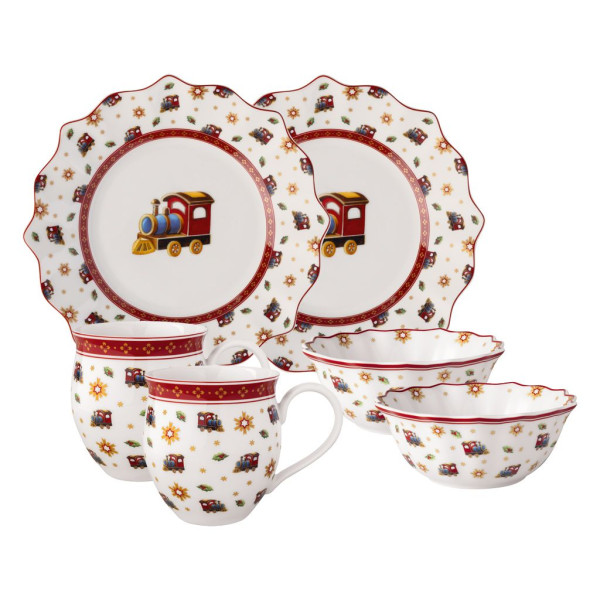 Frühstücks-Set Toy\\\'s Delight in weiß/rot aus Bone China