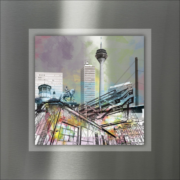 Aludibondbild DÜSSELDORF in mehrfarbig aus Metall
