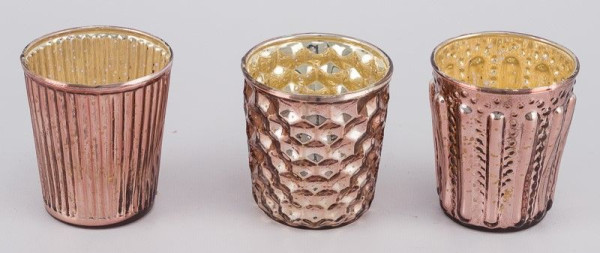 Teelichthalter in rosa aus Glas