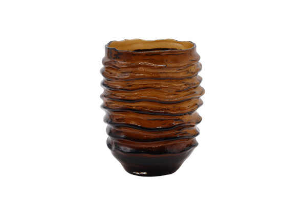 Vase RILLS in braun aus Glas