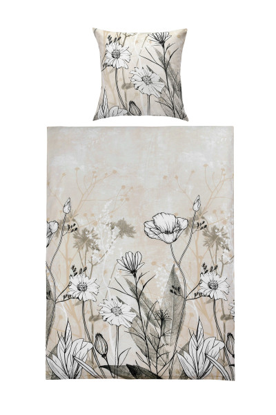 Bettwäsche Satin ELENA in beige aus Baumwolle