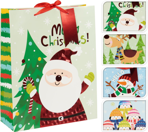 Geschenktasche XMAS FOR KIDS in mehrfarbig aus Papier