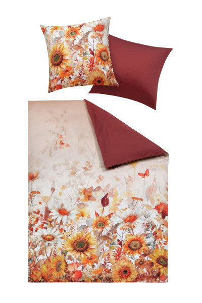 Bettwäsche NAYOMI Satin in gelb/orange aus Baumwolle