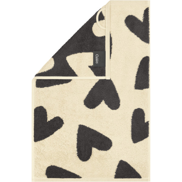 Gästetuch HEART BEATS HEARTS in Basalt aus Baumwolle