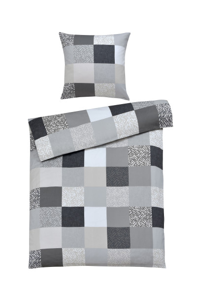 Bettwäsche STELLA Satin in grau aus Baumwolle