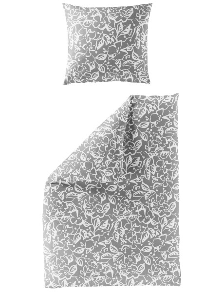Bettwäsche Mako-Satin grau aus Baumwolle