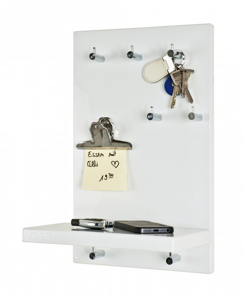 Schlüsselboard in weiß aus MDF furniert