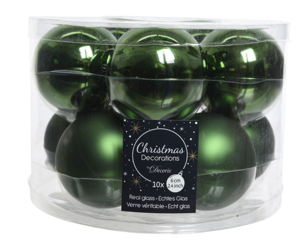 Weihnachtskugel-Box PINIENGRÜN in grün aus Glas