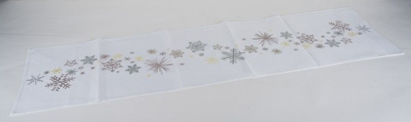 Tischläufer Schneeflocke in weiß aus Kunststoff