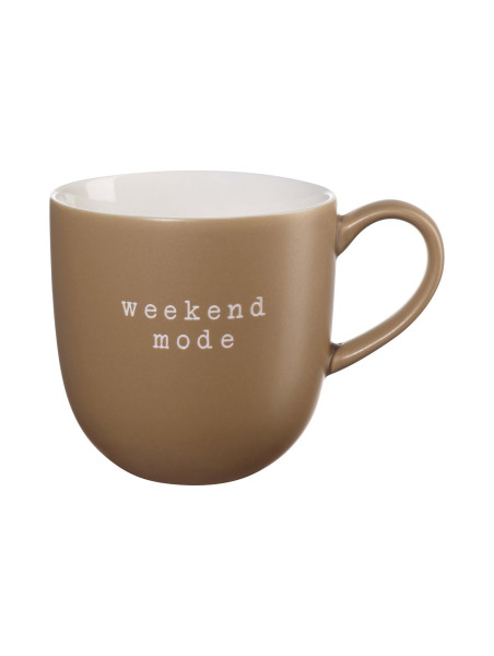 Henkelbecher HEY! in braun aus Bone China