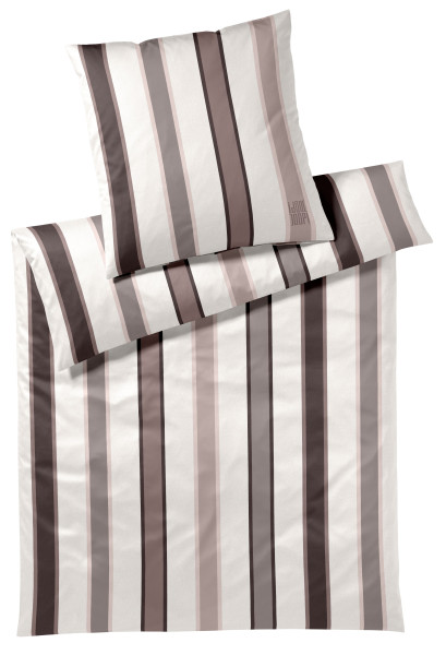 Bettwäsche BANKS Mako-Satin in stone aus Baumwolle