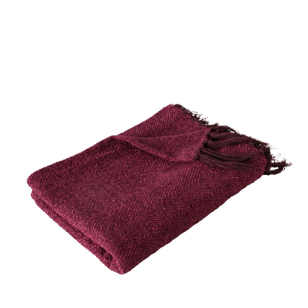 Decke COZELLA in weinrot aus Materialmix