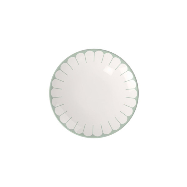 Frühstücksteller FLEUR vert in weiß aus Bone China