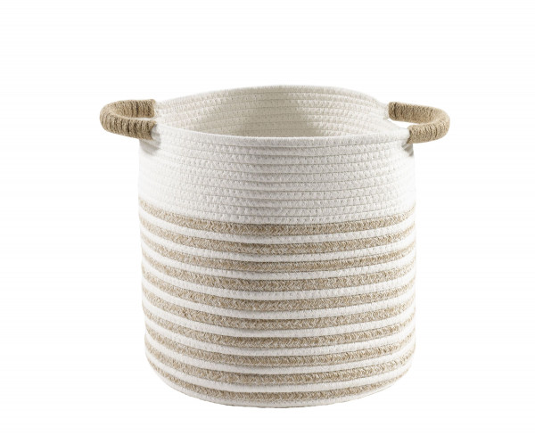 Korb in beige aus Mischgewebe