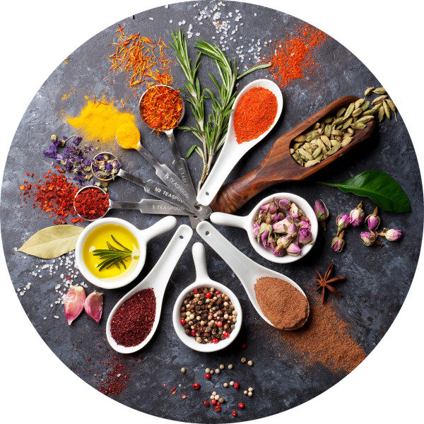 Glasbild SPICERY I in mehrfarbig aus Glas