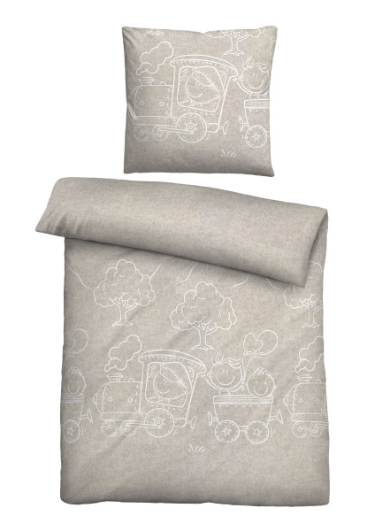 Bettwäsche Flanell in beige aus Baumwolle