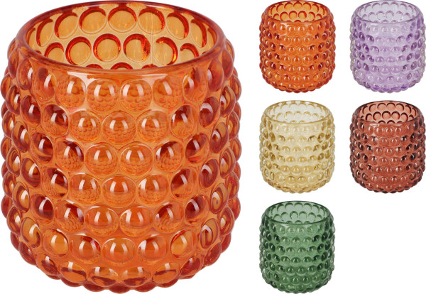 Teelichthalter BUBBLES in mehrfarbig aus Glas