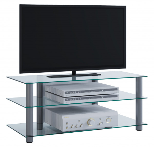 TV-Möbel Zumbo in  silber/klarglas aus Aluminium