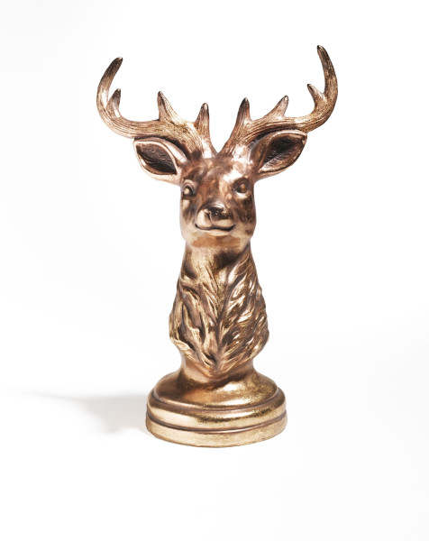 Deko-Büste HIRSCH in goldfarben aus Polyresin