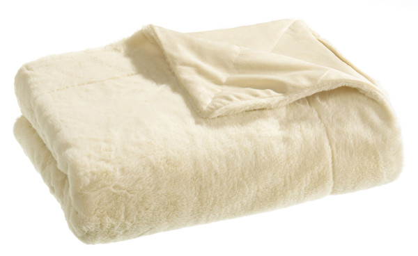 Wohndecke FELLOPTIK in creme aus Polyester