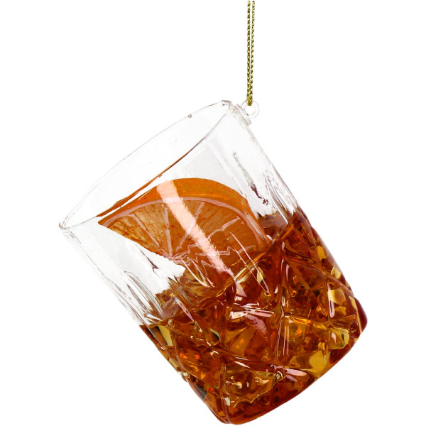 Weihnachtskugel COCKTAIL OLD FASHIONED in braun aus Glas