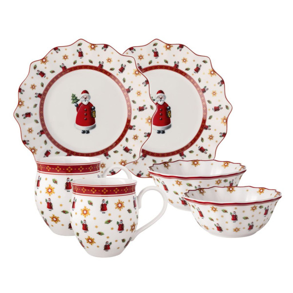 Frühstücks-Set Toy\\\'s Delight in weiß/rot aus Bone China