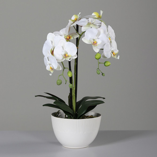 Kunstblume Orchidee in creme aus Kunststoff