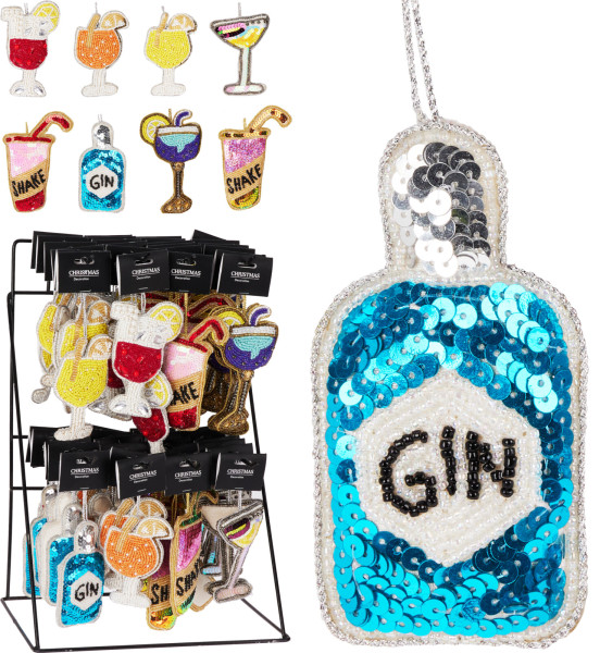 Weihnachtskugel PERLENSTICKEREI COCKTAIL in mehrfarbig aus Glas