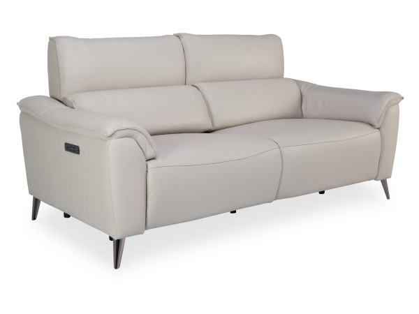 Sofa 3 Sitzer HARPER HOKUTO in beige aus Leder/Stoff