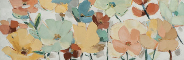 Gemälde PASTELLBLUMEN in mehrfarbig aus Holz
