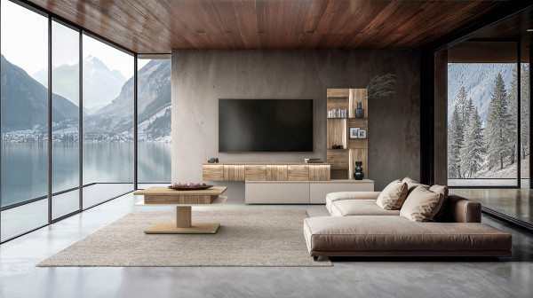 Wohnwand VOGLAUER VLACERA in Eiche aus Teilmassiv