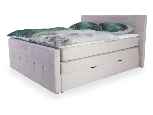 Boxspringbett HARPER MOLLINA in hellgrau aus Stoff