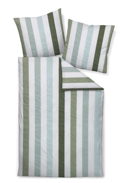 Bettwäsche J. D. Mako-Satin in grün aus Baumwolle