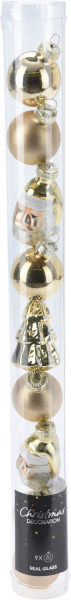 Weihnachtskugel-Box in goldfarben aus Glas