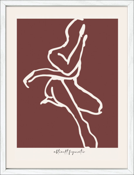Gerahmtes Bild LINE DRAWING in mehrfarbig aus Glas satiniert