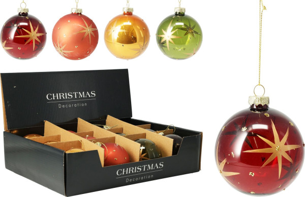 Weihnachtskugel STAR in mehrfarbig aus Glas