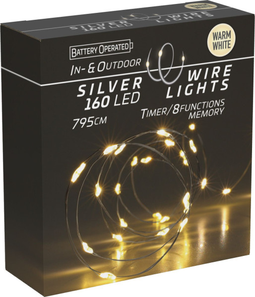 Lichterkette DRAHT 160 LED in silberfarben aus Kunststoff