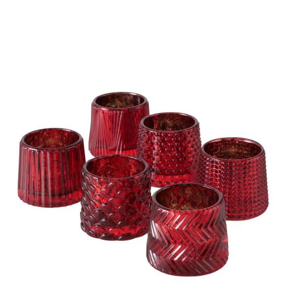 Teelichthalter SABENA in rot aus Glas