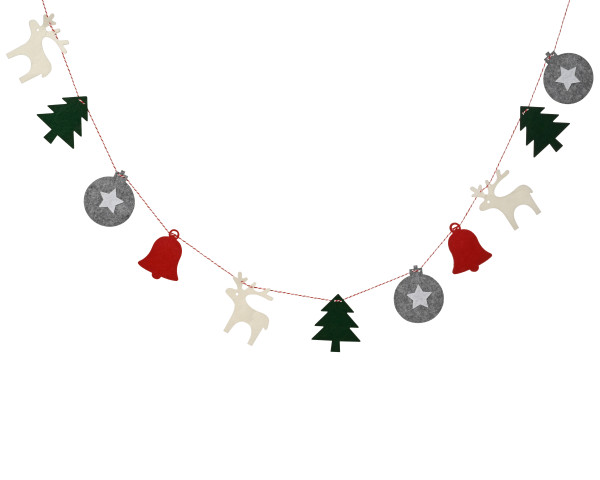 Girlande XMAS in mehrfarbig aus 100 % Naturmaterial
